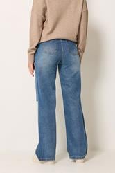 LTS Tall Women's Denim Blue Rip Knee Wide Leg Jeans | Long Tall Sally 3