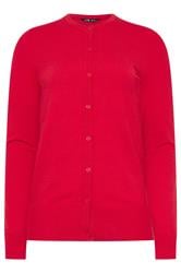 LTS Tall Ruby Red Crew Neck Button Cardigan
