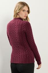 LTS Tall Burgundy Red Cable Knit Frill Jumper | Long Tall Sally 4