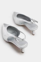 LTS Silver Pointed Slingback Kitten Heel | Long Tall Sally 4