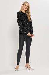 LTS Tall Black Stud Crew Neck Jumper | Long Tall Sally 2