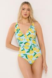 LTS Tall Women's Light Blue Lemon Print Swimsuit | Long Tall Sally 2