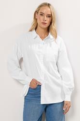 LTS Tall White Plain Cotton Shirt | Long Tall Sally 1