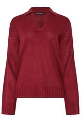 LTS Tall Red Knitted Collared Jumper | Long Tall Sally 5