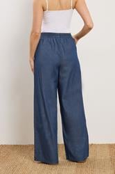 LTS Tall Women's Dark Blue Pull On Cotton Wide Leg Jeans | Long Tall Sally 4