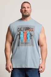 KAM Big & Tall Blue Cali Surf Print Muscle Vest | BadRhino 3