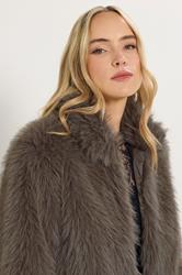 LTS Tall Chocolate Brown Faux Fur Jacket | Long Tall Sally 5