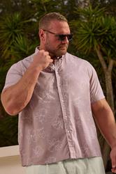 BadRhino Big & Tall Pink Linear Floral Slub Shirt | BadRhino 1