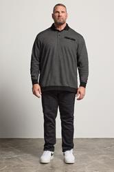 KAM Big & Tall Grey Sweat Long Sleeve Polo Shirt | BadRhino 2
