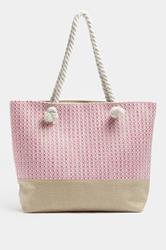 Pink Tweed Look Tote Bag