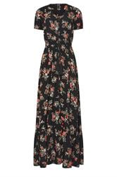 LTS Tall Black Floral Print Button Maxi Dress | Long Tall Sally 1