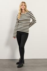 LTS Tall Natural Brown Striped Ribbed Jumper | Long Tall Sally 2