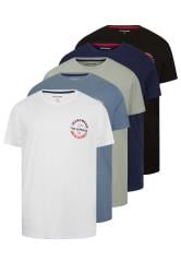 JACK & JONES Big & Tall 5 PACK Black & Blue Logo T-Shirts 3