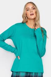 LTS Tall Womens Turquoise Green Placket Pyjama Top | Long Tall Sally 4