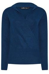 LTS Tall Navy Blue Knitted Wrap Jumper | Long Tall Sally 5