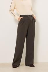 LTS Tall Women's Chocolate Brown Buckle Wide Leg Trousers | Long Tall Sally 2