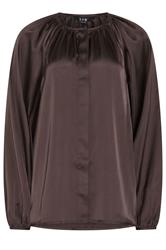 LTS Tall Women's Chocolate Brown Satin Button Top | Long Tall Sally 6