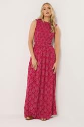 LTS Tall Women's Pink Paisley Shirred Maxi Dress | Long Tall Sally 1