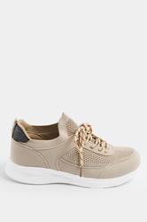 Natural Brown Knitted Trainers In Extra Wide EEE Fit | Yours Clothing 2