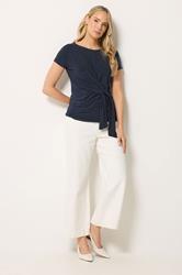 LTS Tall Women's Navy Blue Tie Detail Top | Long Tall Sally 1