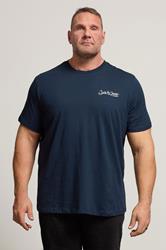 JACK & JONES Big & Tall Sky Captain Blue Back Print T-Shirt | BadRhino 1