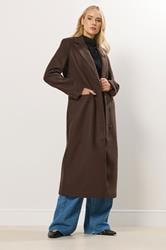 LTS Tall Chocolate Brown Longline Maxi Coat | Long Tall Sally 1