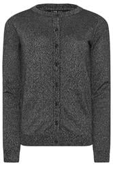 LTS Tall Black Metallic Crew Neck Cardigan | Long Tall Sally 5