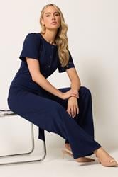 LTS Tall Women's Navy Blue Scuba Button Front Jumpsuit | Long Tall Sally 1