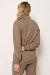 LTS Tall Women's Mocha Brown Embroidered Half Zip Sweatshirt | Long Tall Sally 2