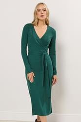 LTS Tall Dark Green Wrap Midi Dress | Long Tall Sally 2