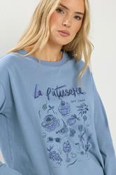 LTS Tall Blue 'La Patisserie' Slogan Long Sleeve T-Shirt | Long Tall Sally 5