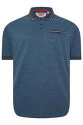 D555 Big & Tall Blue Jacquard Pique Polo Shirt | BadRhino 1