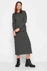 LTS Tall Black & White Stripe Ribbed Midi Dress | Long Tall Sally 1