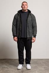 D555 Big & Tall Black Knitted Sherpa Lined Hoodie | BadRhino 3