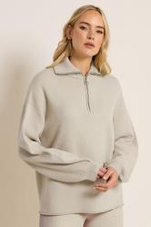 LTS PREMIUM Tall Beige Brown Half Zip Knitted Jumper | Long Tall Sally 1
