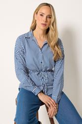LTS Tall Women's Blue & White Stripe Tie Waist Shirt | Long Tall Sally 1