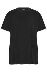 LTS Tall Black Pleat Front Cotton T-Shirt