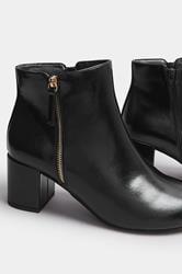 Black Faux Leather Block Heel Ankle Boots In Wide E Fit & Extra Wide EEE Fit | Yours Clothing 5