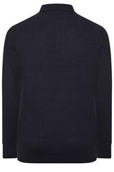 BadRhino Big & Tall Navy Blue Chunky Knit Collared Jumper | BadRhino 7