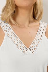 LTS Tall Women's White Lace V-Neck Cotton Vest | Long Tall Sally 4