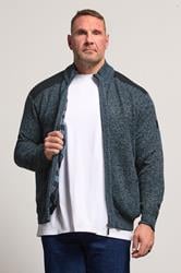 D555 Big & Tall Blue Marl Zip Through Knitted Jumper | BadRhino 4