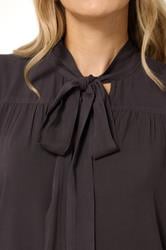 LTS Tall Dark Purple Acid Wash Tie Neck Blouse | Long Tall Sally 6