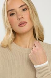 LTS Tall Natural Brown Piped Crew Neck Jumper | Long Tall Sally 4