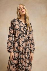 LTS Tall Brown Floral Belted Maxi Dress | Long Tall Sally 2