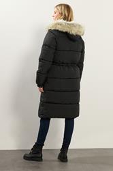 LTS Tall Black Padded Midi Coat | Long Tall Sally 3