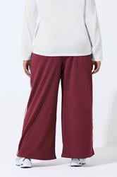 LIMITED COLLECTION Plus Size Burgundy Red Side Stripe Wide Leg Trousers | Yours Clothing 4