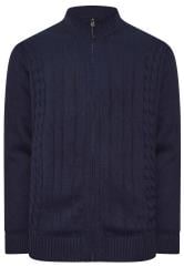 KAM Big & Tall Navy Blue Cable Knit Cardigan | BadRhino 3