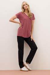 LTS PREMIUM Tall Coral Pink V-Neck Modal T-Shirts | Long Tall Sally 2