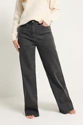 LTS Tall Dark Grey Washed Wide Leg Jeans | Long Tall Sally 3
