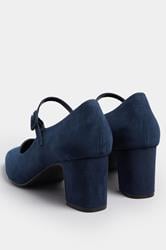 LTS Navy Blue Faux Suede Mary Jane Block Heel In Standard Fit | Long Tall Sally 3